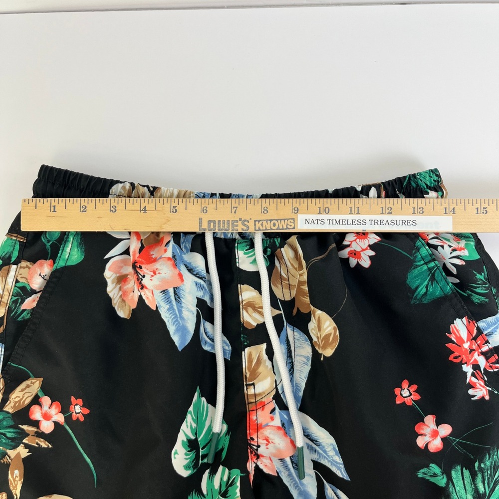 No Boundaries Men's Swim Trunks Small‎ Black Tropical Floral Drawstring Lined - Picture 5 of 7